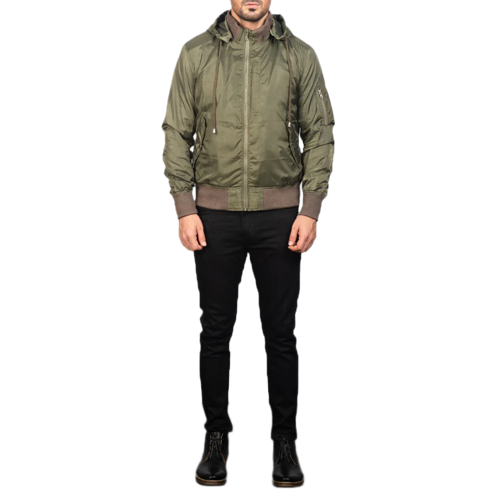 Hanklin Ma-1 Green Hooded Bomber Jacket