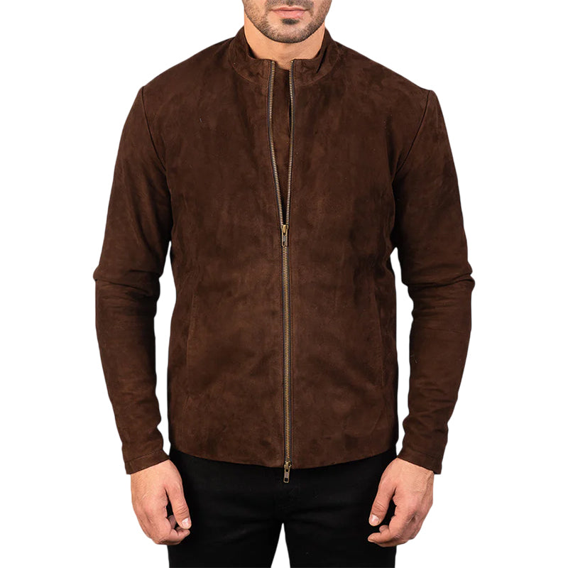 Charcoal Mocha Suede Biker Jacket
