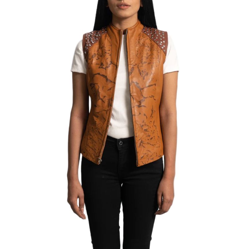 Westina Tan Dye Leather Vest