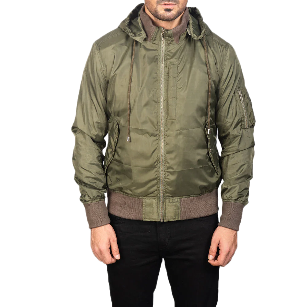 Hanklin Ma-1 Green Hooded Bomber Jacket