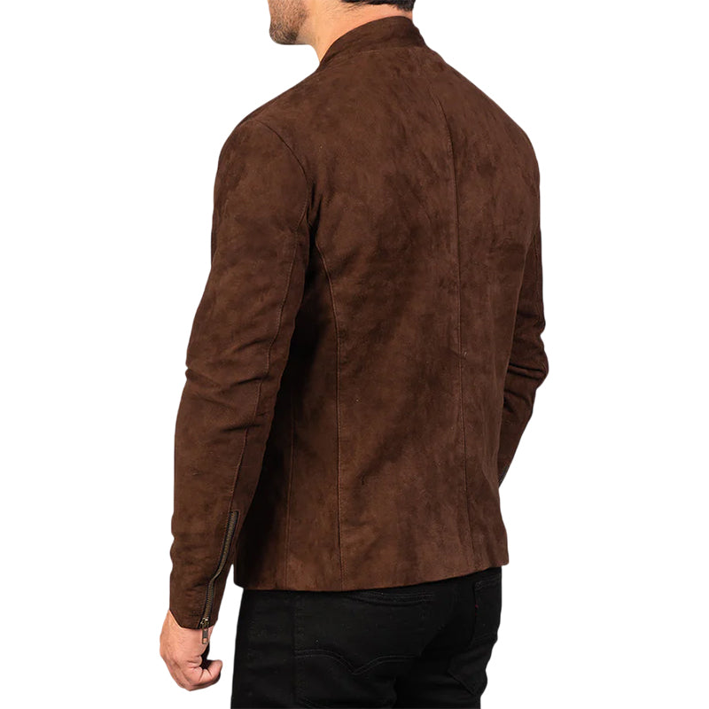 Charcoal Mocha Suede Biker Jacket