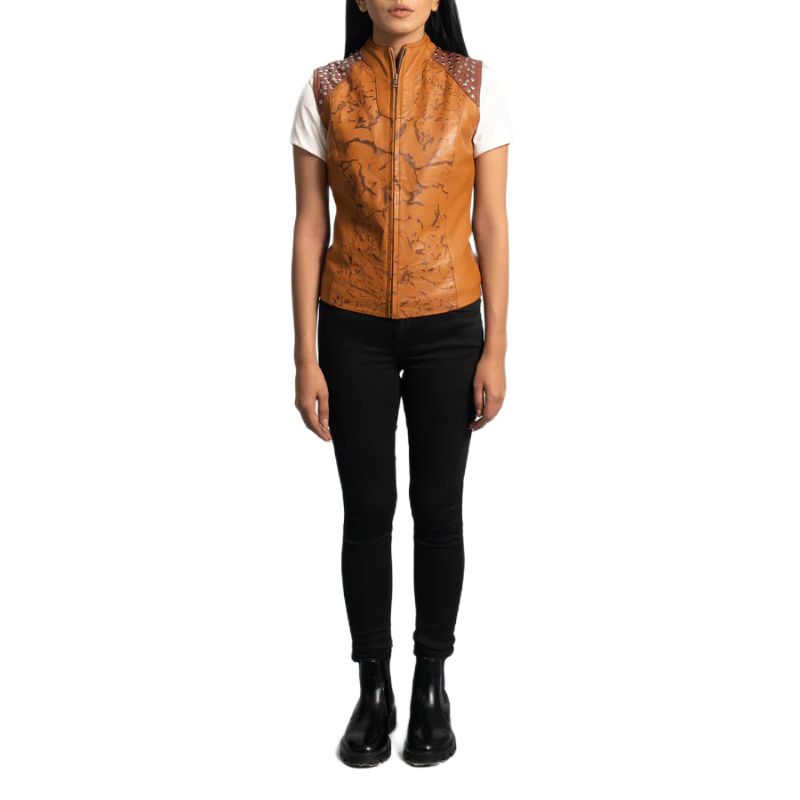 Westina Tan Dye Leather Vest