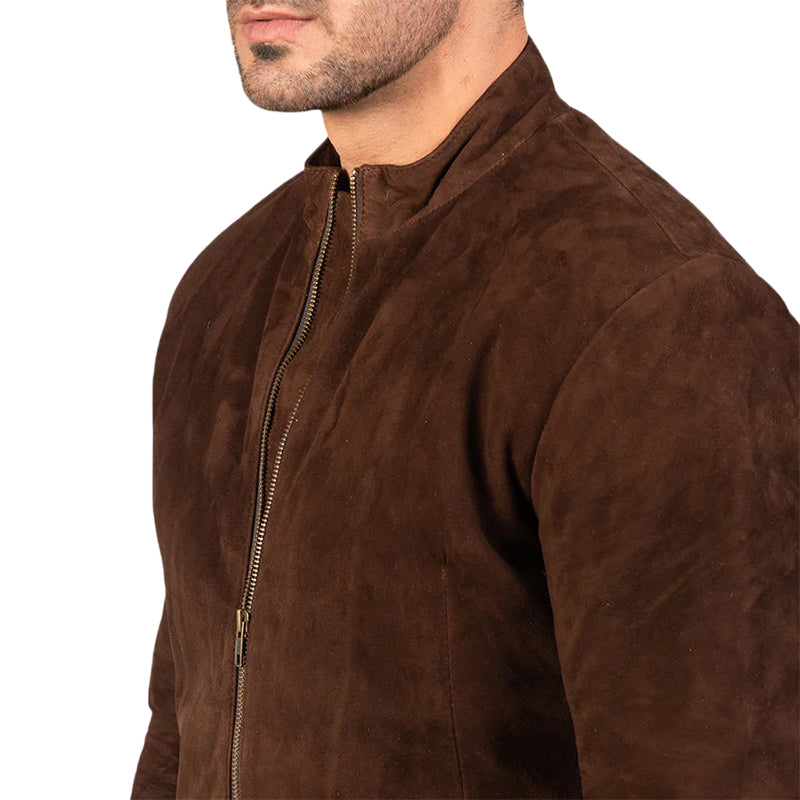 Charcoal Mocha Suede Biker Jacket