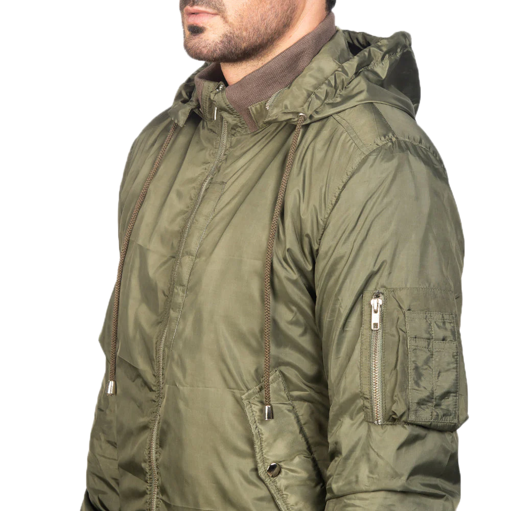 Hanklin Ma-1 Green Hooded Bomber Jacket