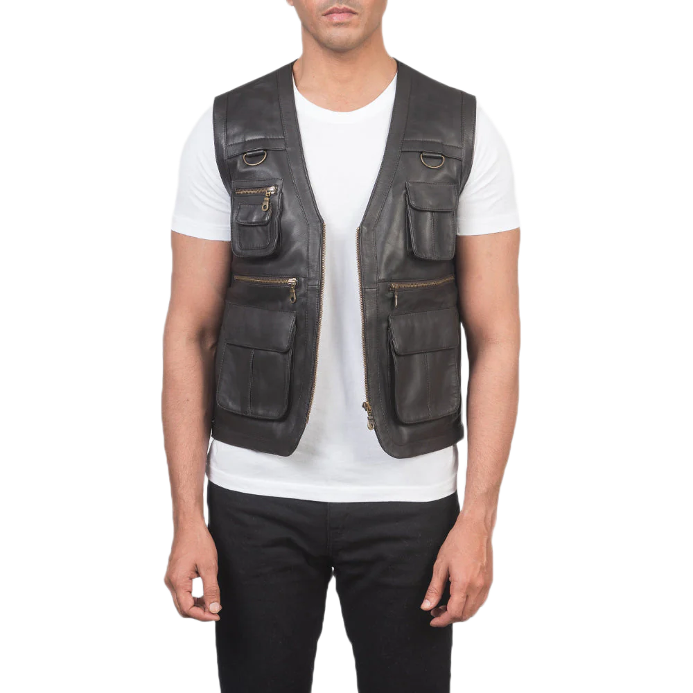 Safari Brown Leather Vest