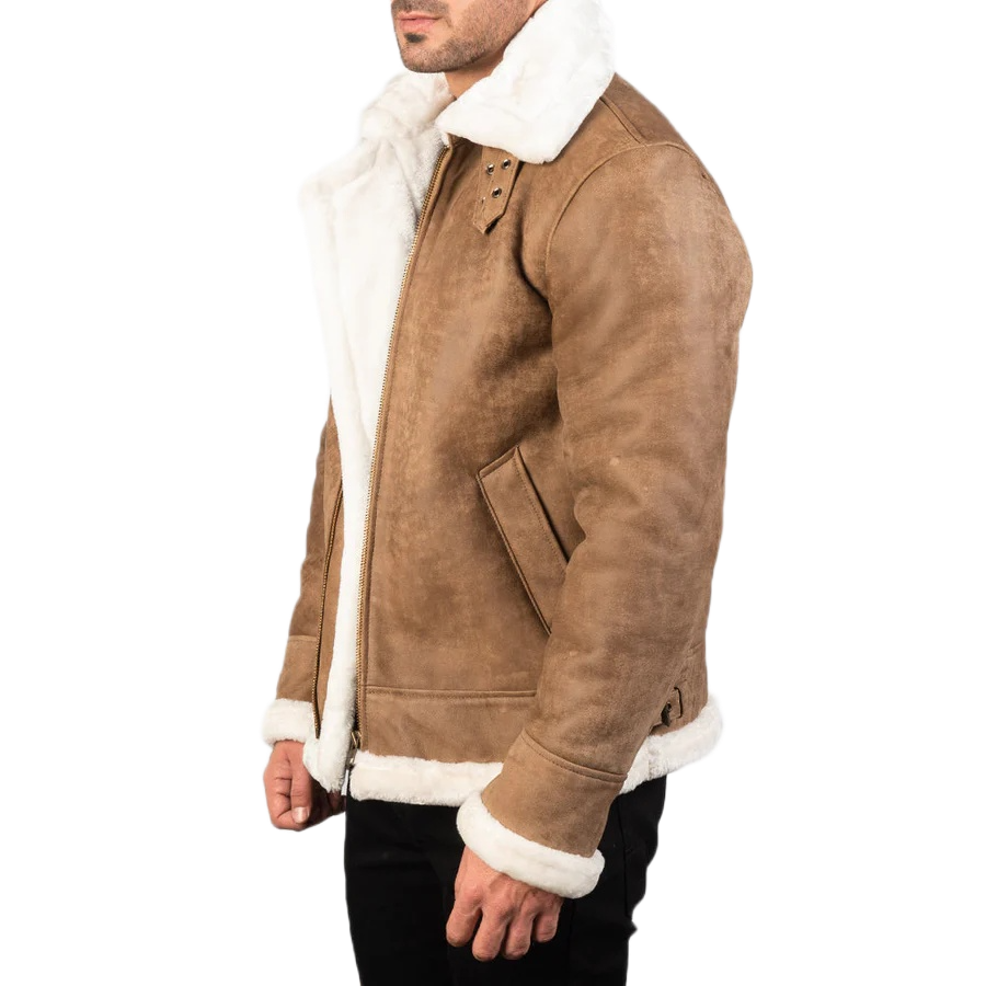 Francis B-3 Distressed Brown Leather Bomber Jacket