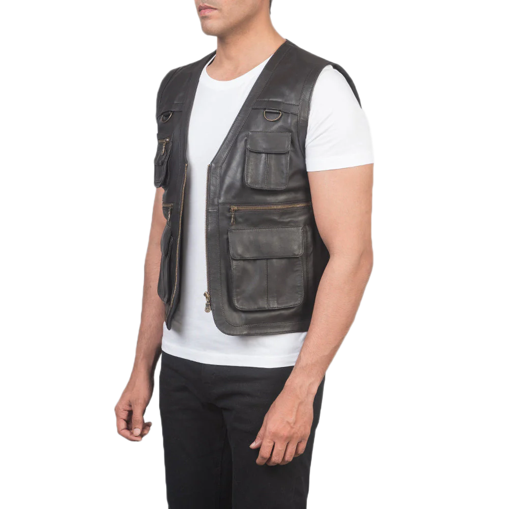 Safari Brown Leather Vest