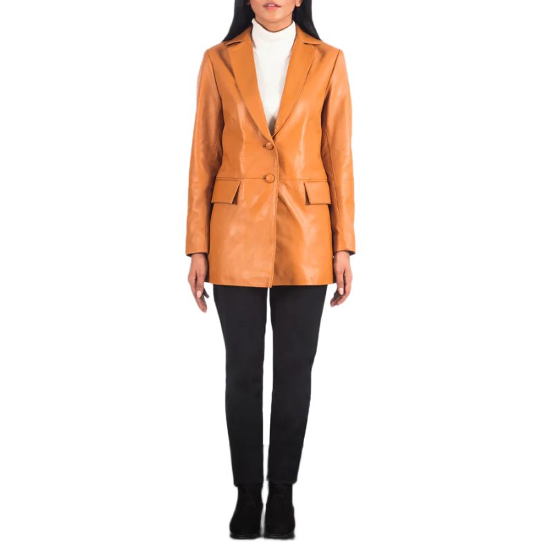 Marilyn Tan Brown Leather Blazer