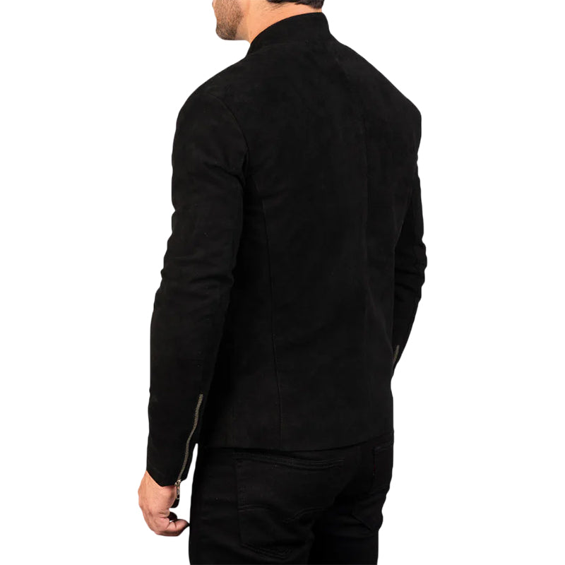 Charcoal Black Suede Biker Jacket
