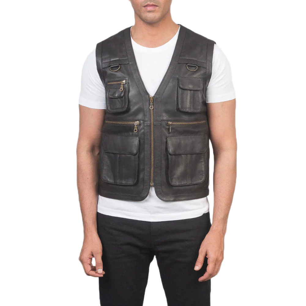 Safari Brown Leather Vest