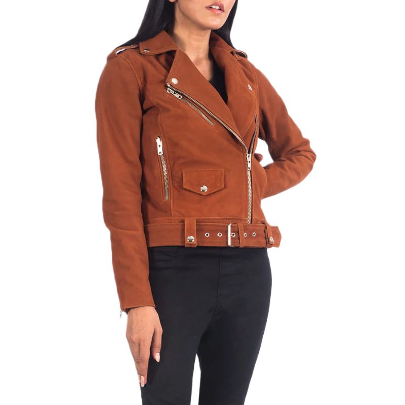 Alison Brown Suede Biker Jacket