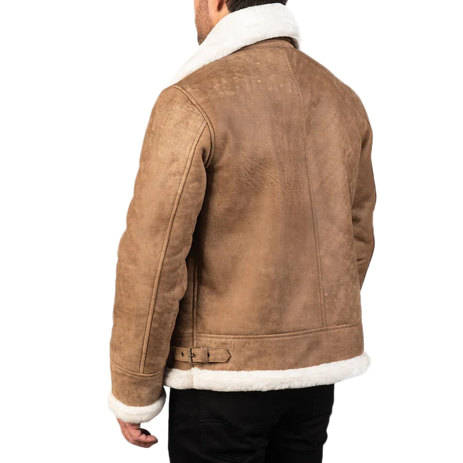 Francis B-3 Distressed Brown Leather Bomber Jacket