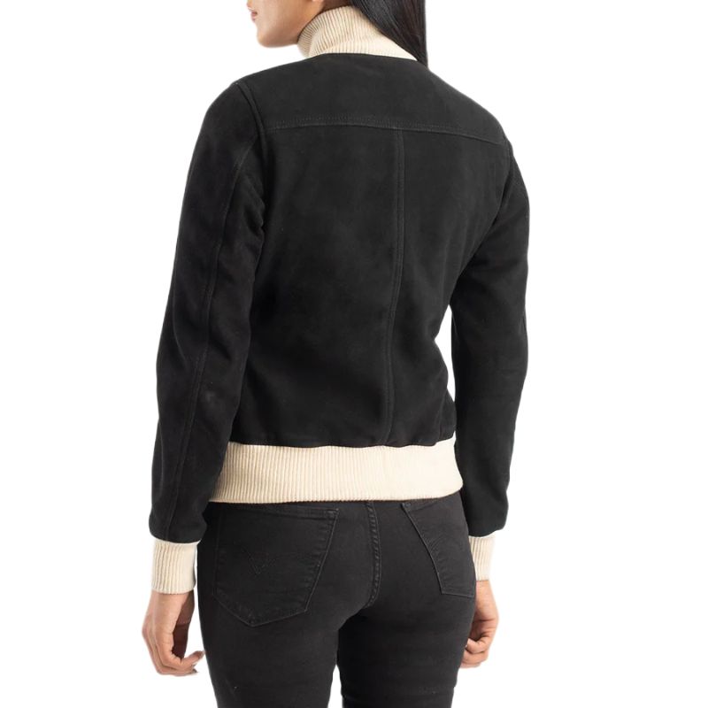 Sasha A1 Black Suede Bomber Jacket