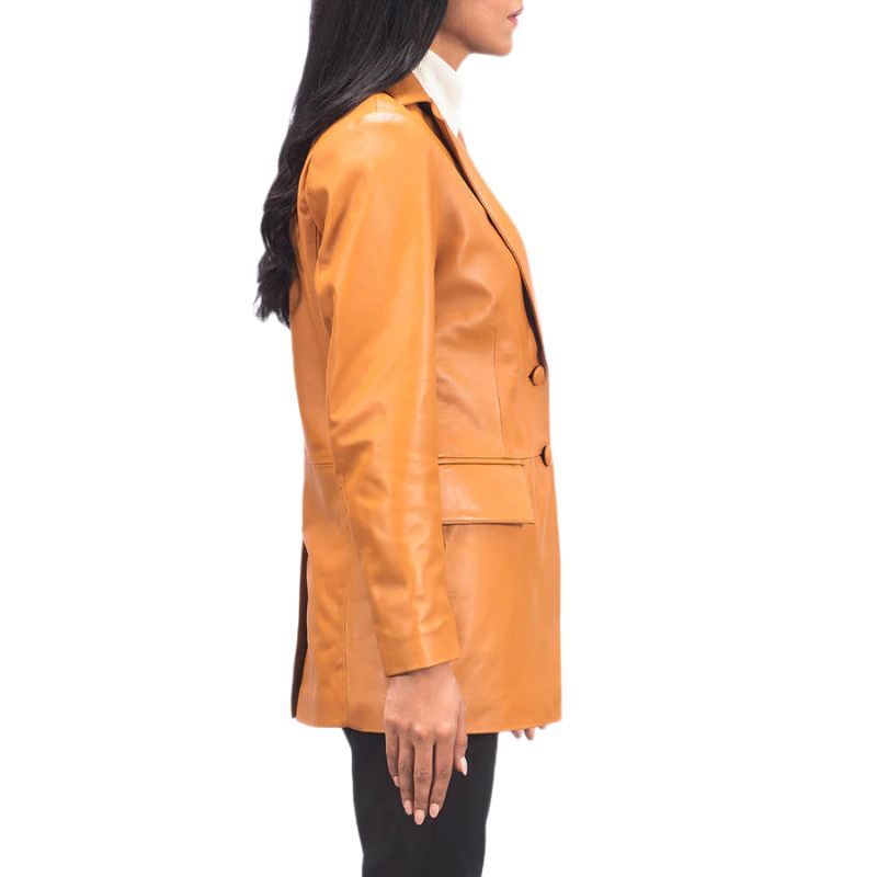 Marilyn Tan Brown Leather Blazer