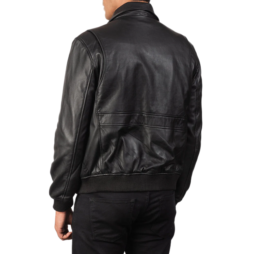 Coffmen Black A2 Leather Bomber Jacket