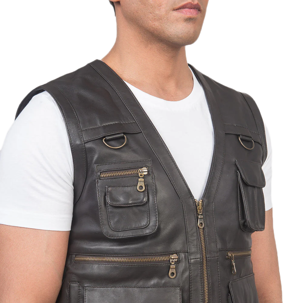 Safari Brown Leather Vest