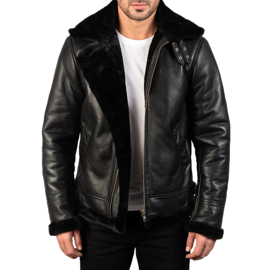 Alberto Shearling Black Leather Jacket