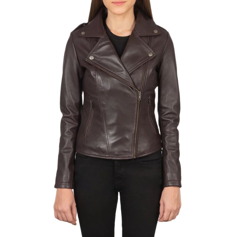 Flashback Maroon Leather Biker Jacket