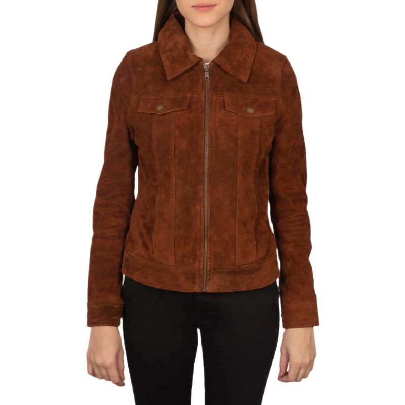 Suzy Brown Suede Trucker Jacket