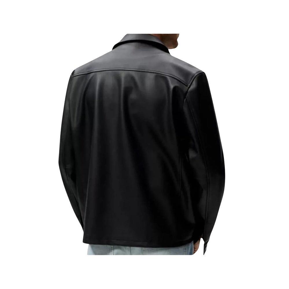 Men’s Classic Black Leather Bomber Jacket