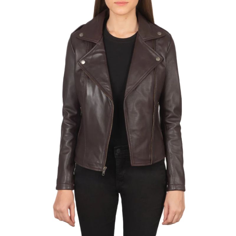 Flashback Maroon Leather Biker Jacket