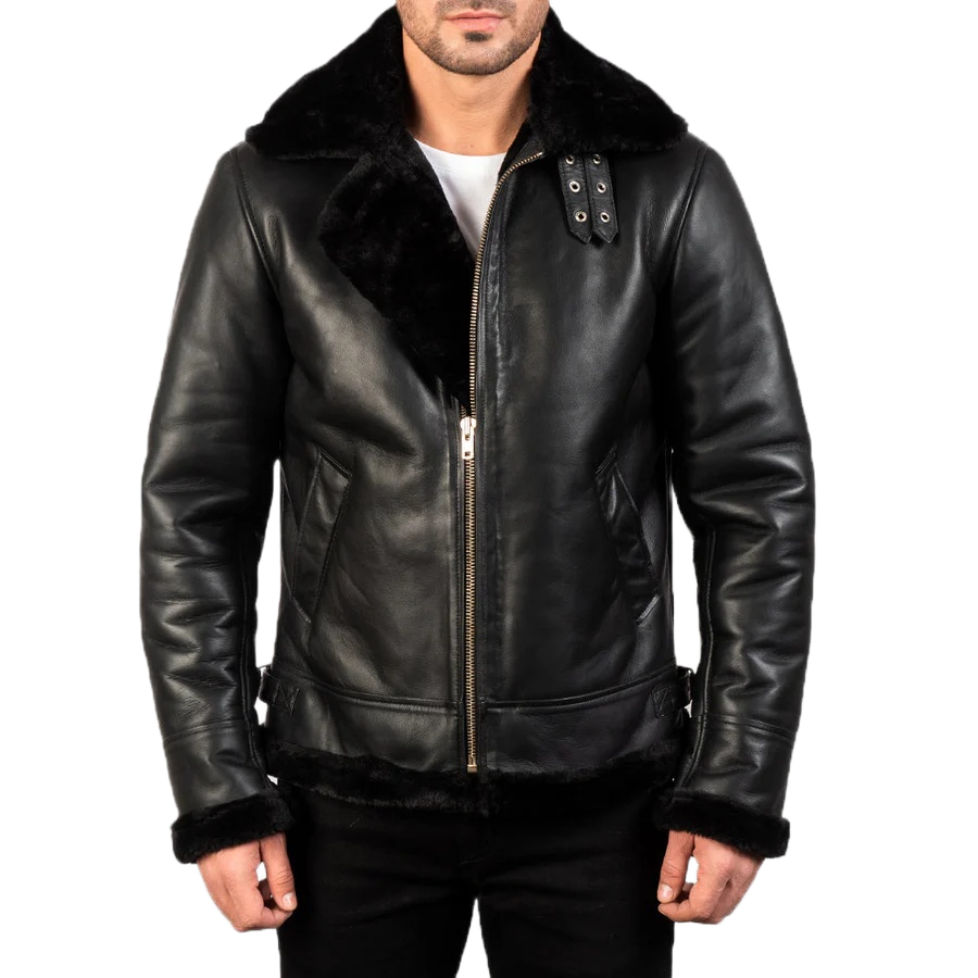 Alberto Shearling Black Leather Jacket