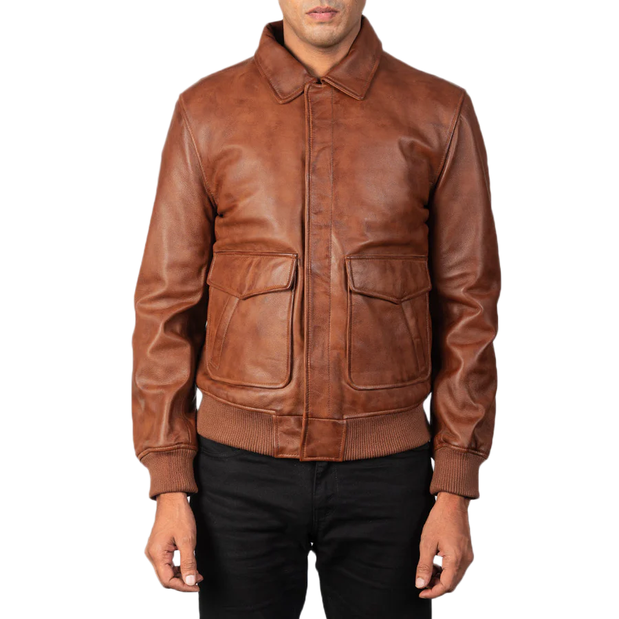 Coffmen Brown A2 Leather Bomber Jacket