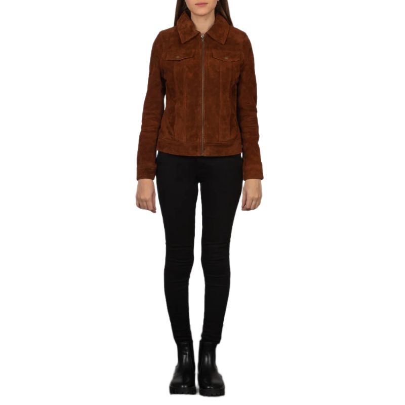 Suzy Brown Suede Trucker Jacket