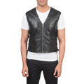 Brandon Black Leather Vest