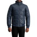Lucas Blue Leather Puffer Bomber Jacket