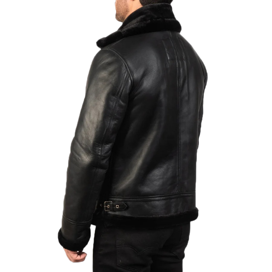 Alberto Shearling Black Leather Jacket