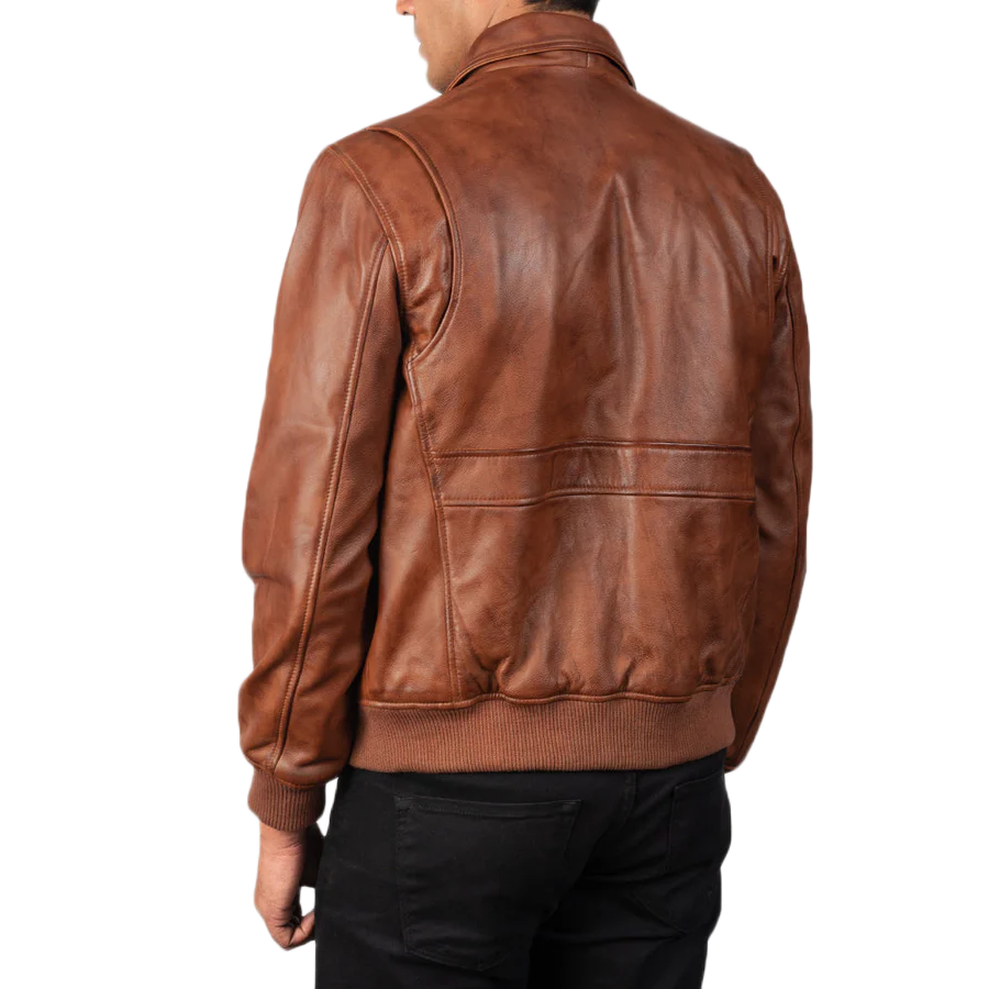 Coffmen Brown A2 Leather Bomber Jacket