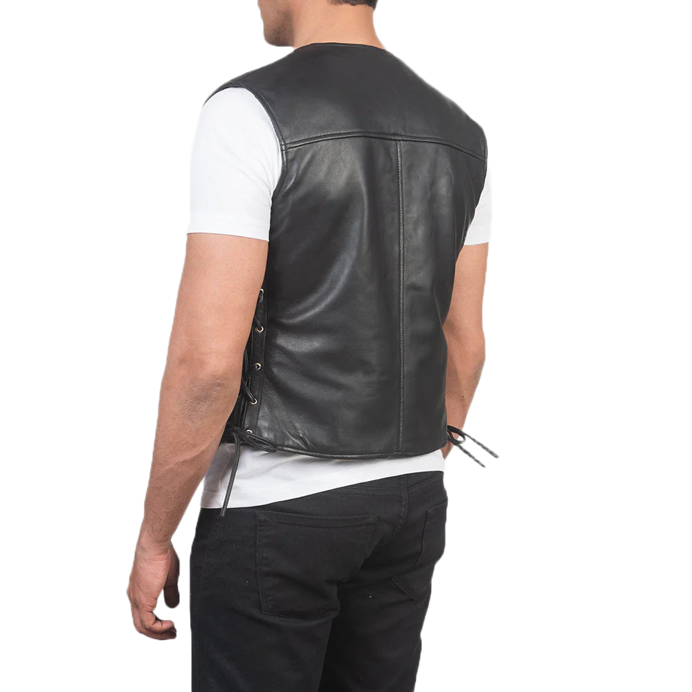 Brandon Black Leather Vest