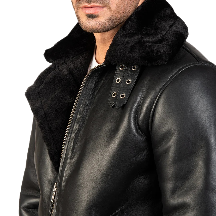 Alberto Shearling Black Leather Jacket