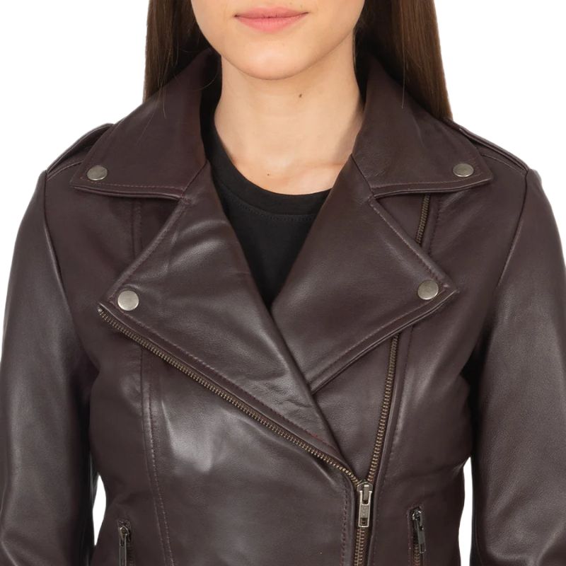 Flashback Maroon Leather Biker Jacket