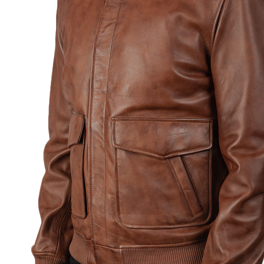 Coffmen Brown A2 Leather Bomber Jacket