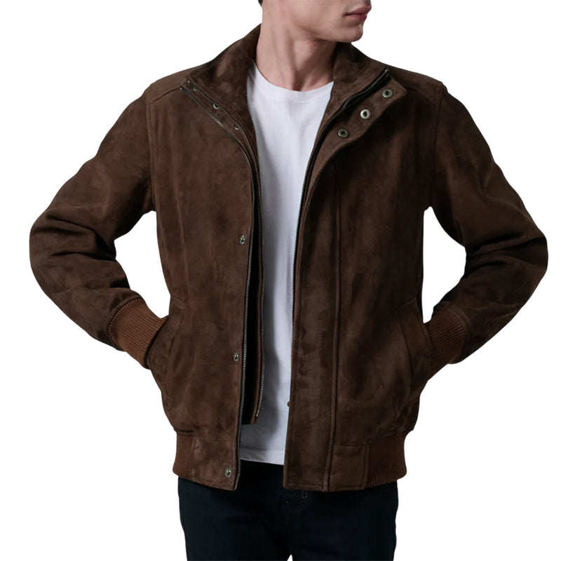 Lester Brown Suede Bomber Jacket