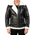 Francis B-3 Black & White Leather Bomber Jacket
