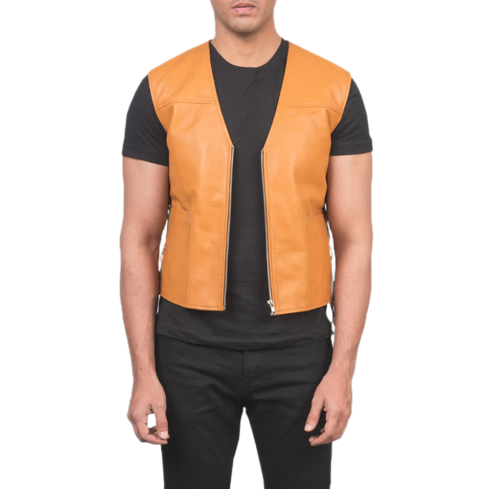 Brandon Tan Brown Leather Vest
