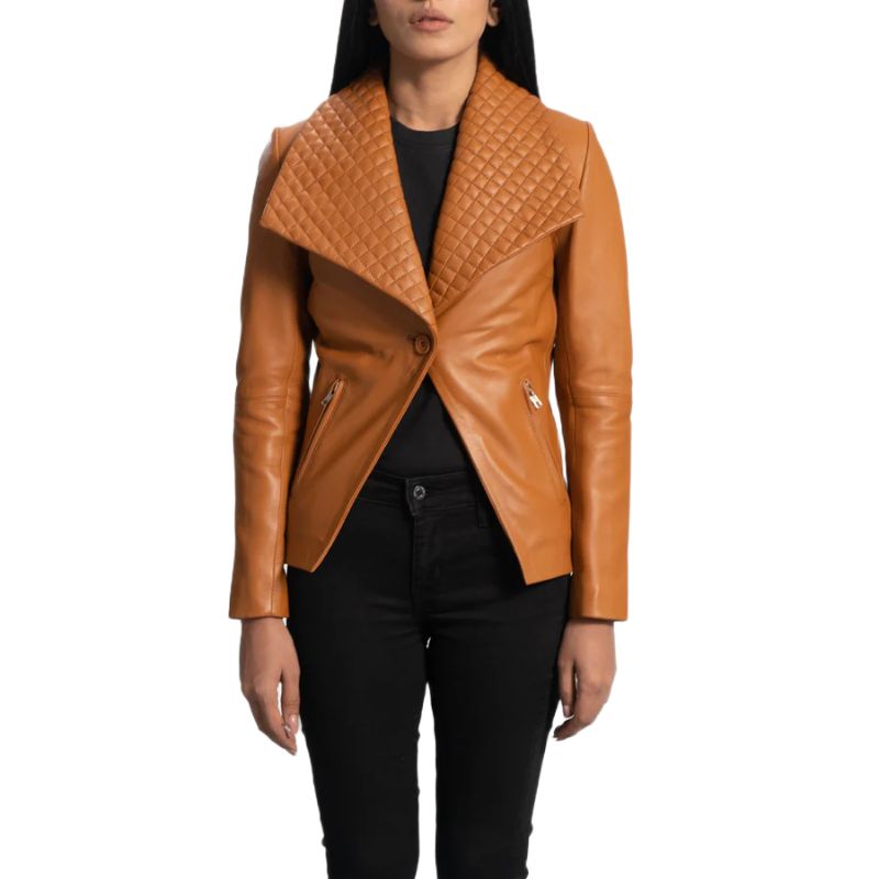 Lee Tan Brown Leather Blazer