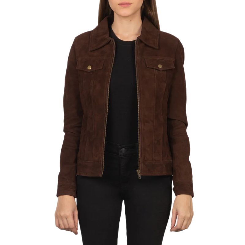 Suzy Mocha Suede Trucker Jacket