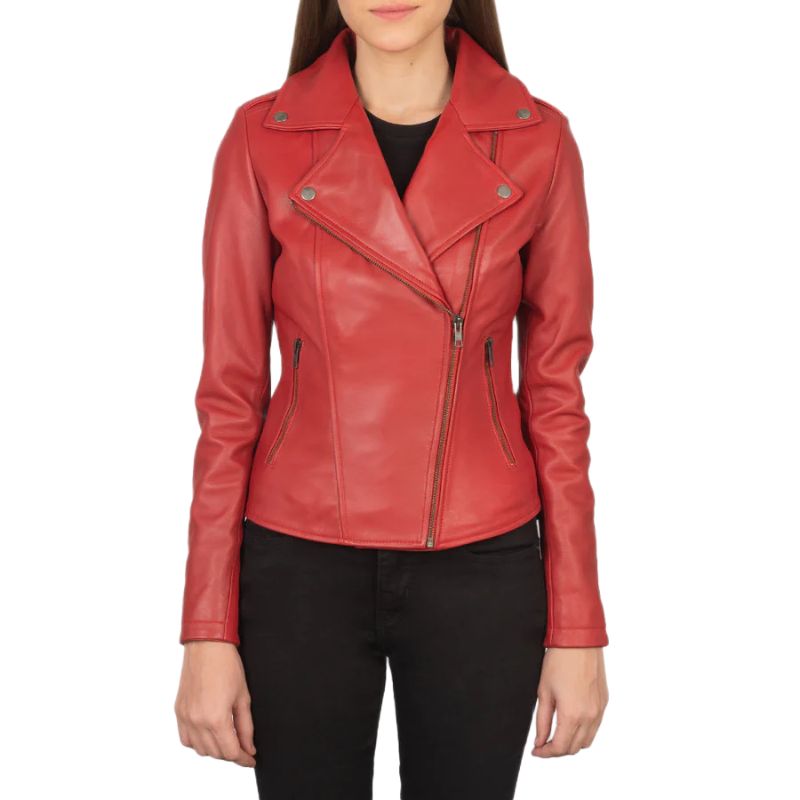 Flashback Red Leather Biker Jacket