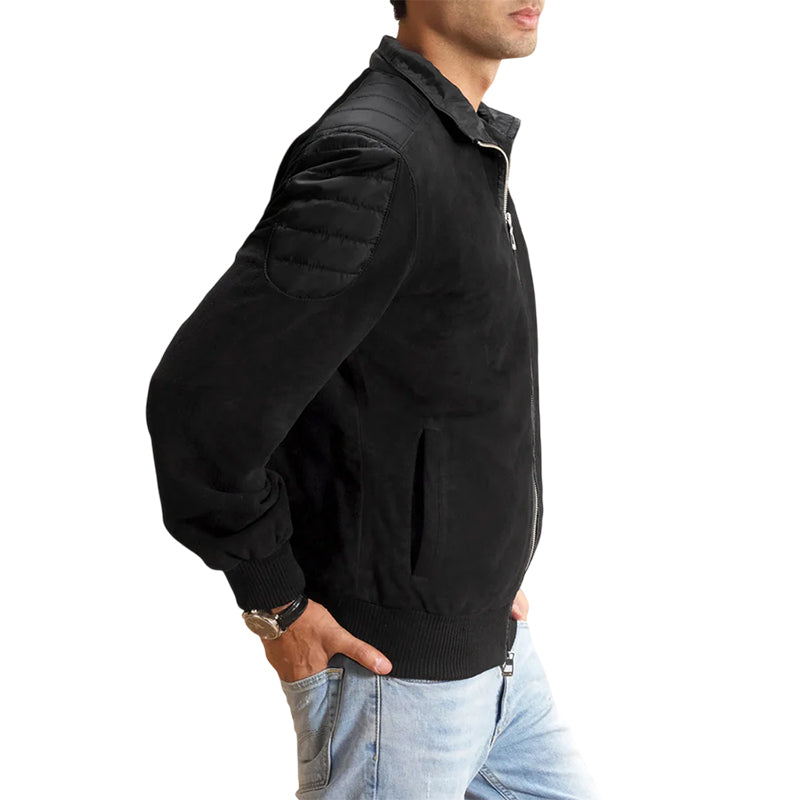 Ethan Hybrid Suede Bomber Jacket