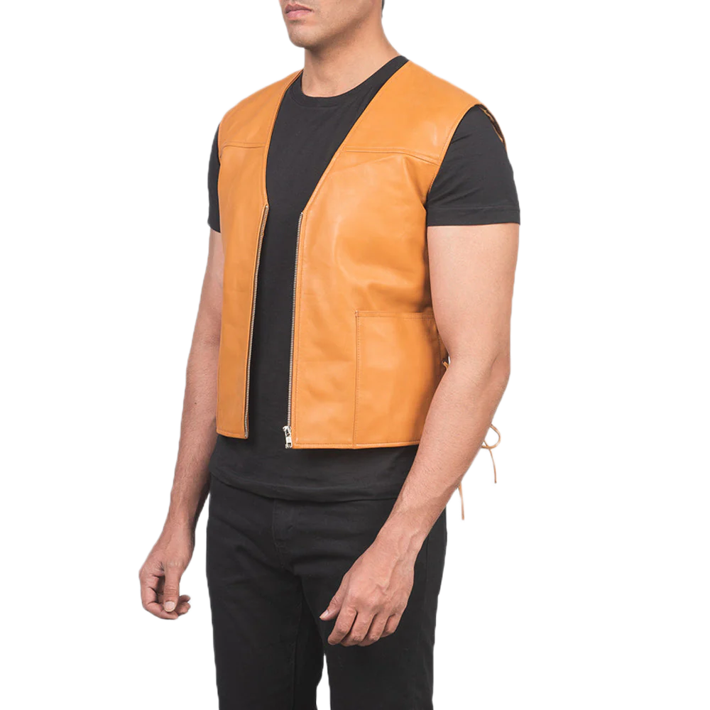 Brandon Tan Brown Leather Vest