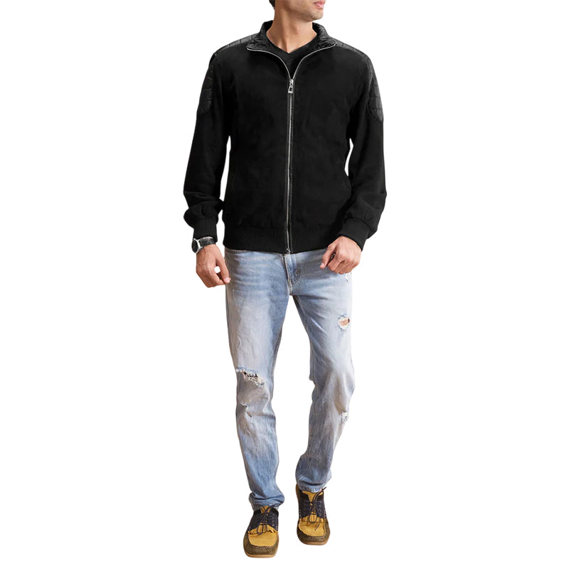 Ethan Hybrid Suede Bomber Jacket