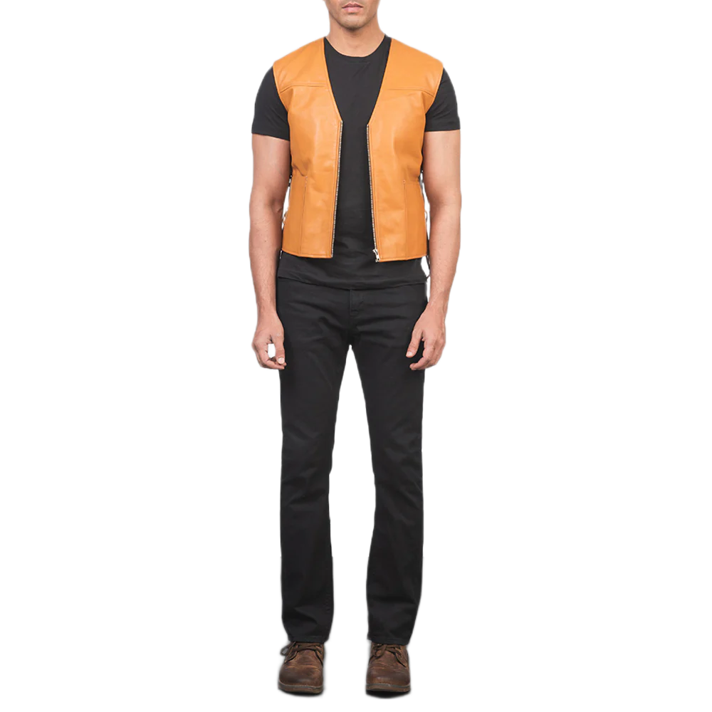 Brandon Tan Brown Leather Vest