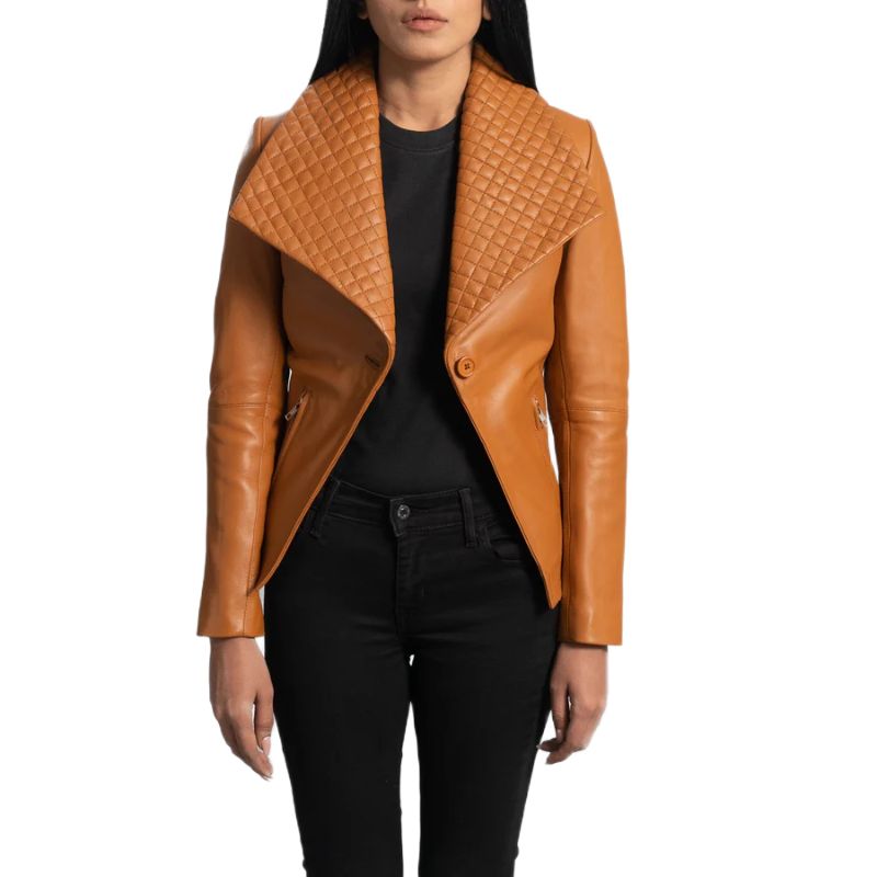 Lee Tan Brown Leather Blazer