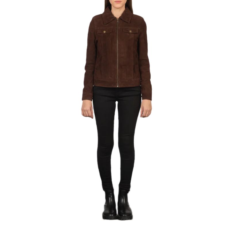 Suzy Mocha Suede Trucker Jacket