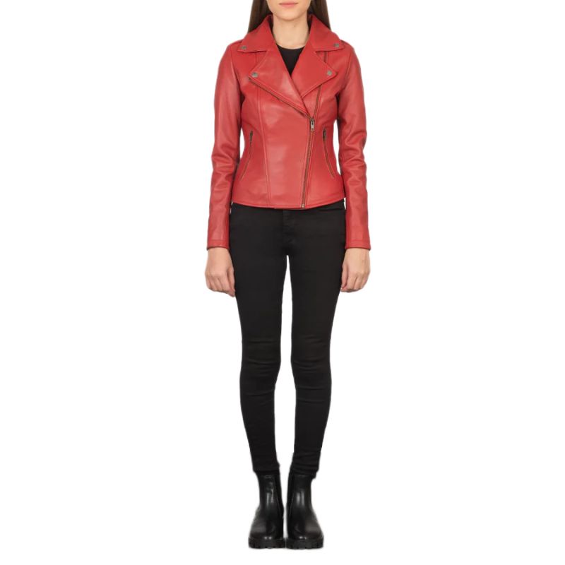 Flashback Red Leather Biker Jacket