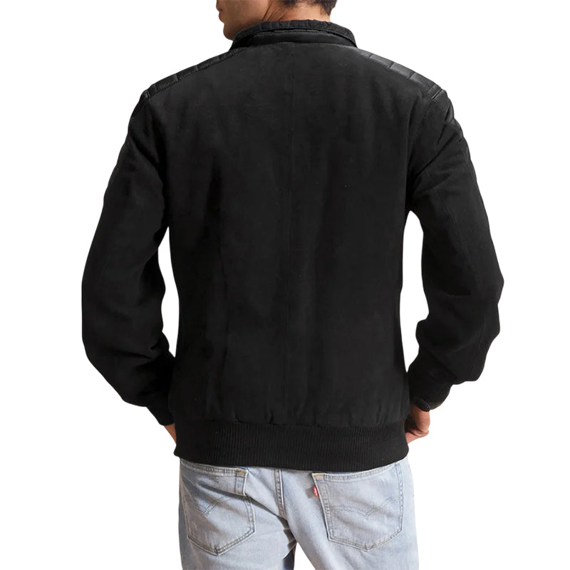 Ethan Hybrid Suede Bomber Jacket